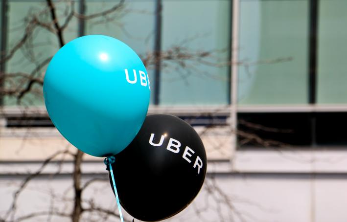 Balloons at a pro Uber rally