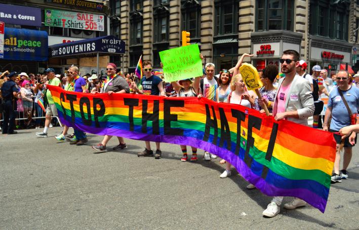 Stop the Hate - Marchers at the Gay Pride Parade in New York