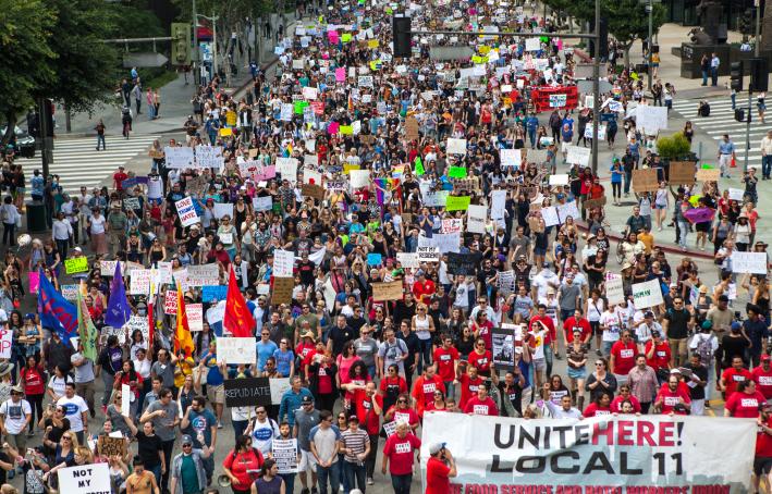 Trump Protest March, Figueroa Street Downtown Los Angeles, November 12, 2016