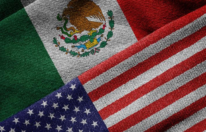 Flags of USA and Mexico