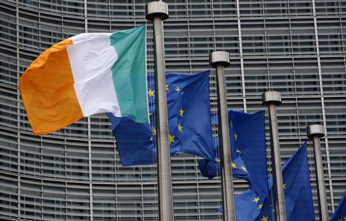 Irish and EU flags