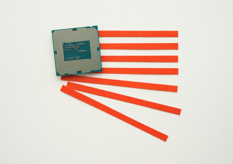 US flag made of CPU