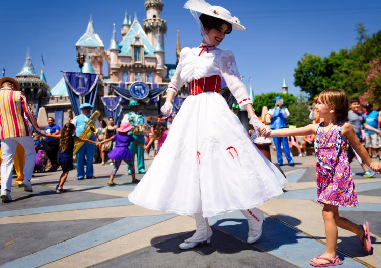 Mary Poppins dances at Disneyland
