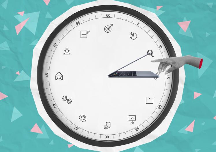 Working office hour collage concept