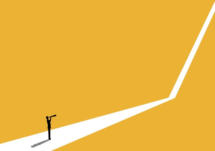 Entrepreneurs are foresightful on a path of exponential growth stock illustration