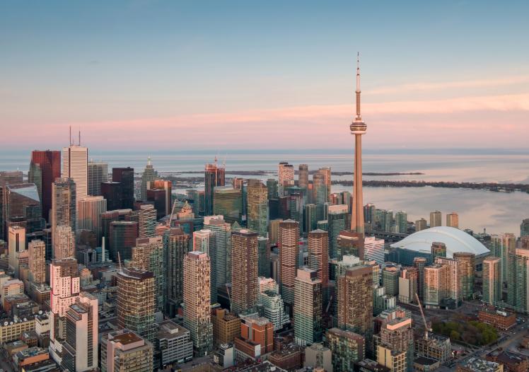 Toronto Financial District at Sunset, Ontario,