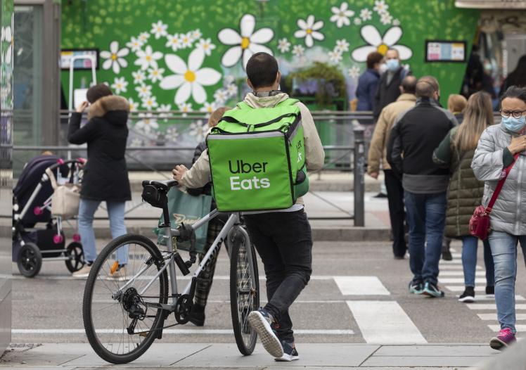 Food delivery man from Uber Eats, Madrid, Spain