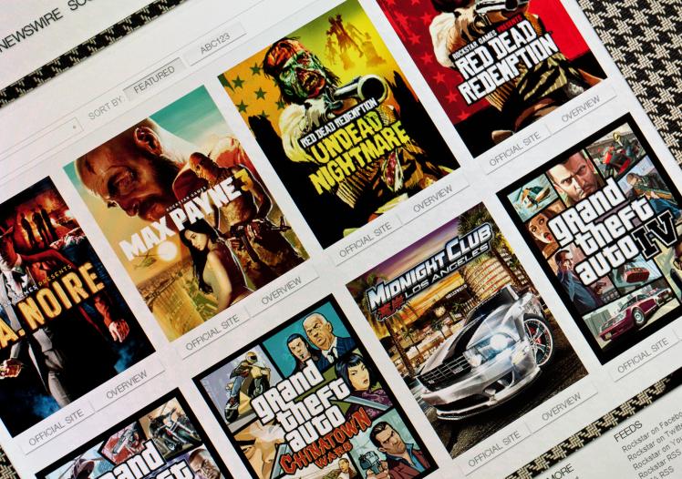 Online catalogue of Rockstar games, including Grand Theft Auto and Red Dead Redemption