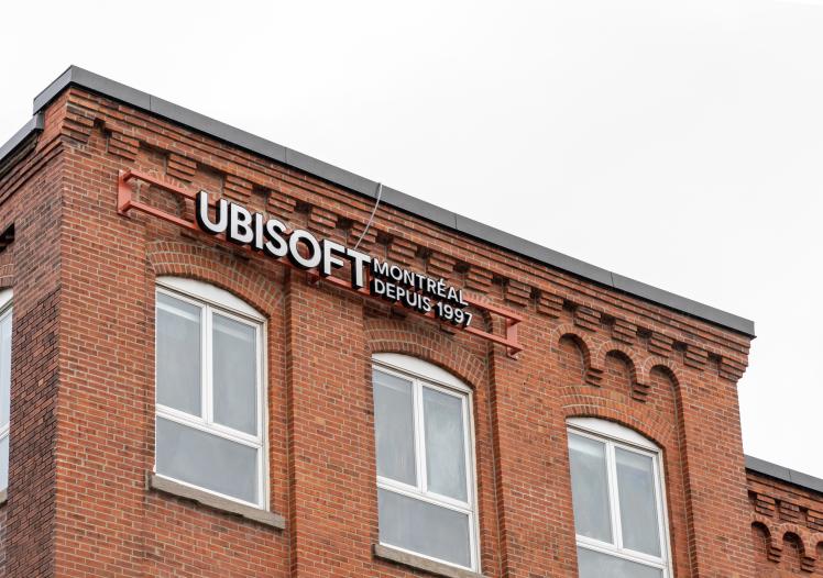 Ubisoft Montreal sign at their headquarters in Montreal, QC, Canada