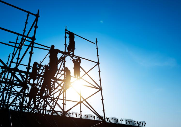 Workers on scaffolding