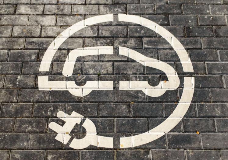 Roadsign of free electric car charging station