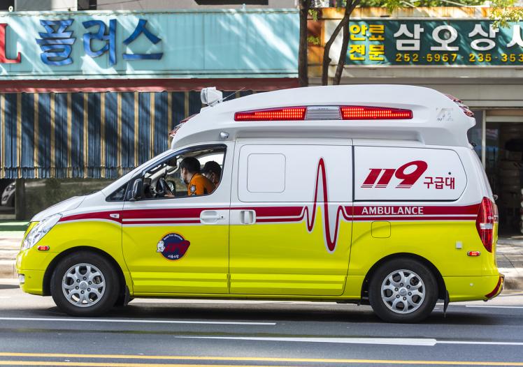 Ambulance in the city of Seoul