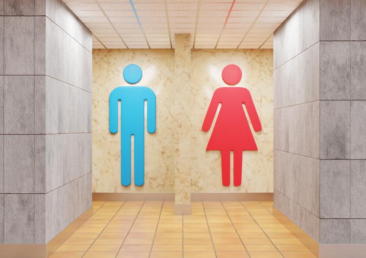 Entrance of a toilet divided into male and female sections
