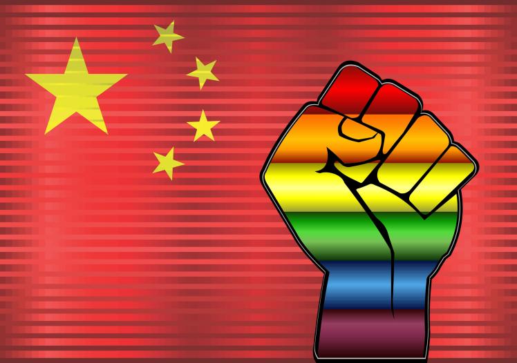 Shiny Protest Fist on a China Flag