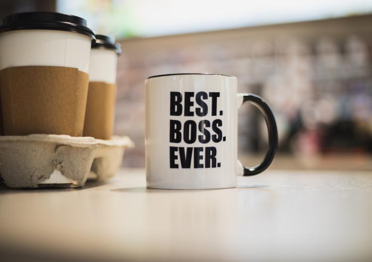 A coffee mug with best boss ever printed on it