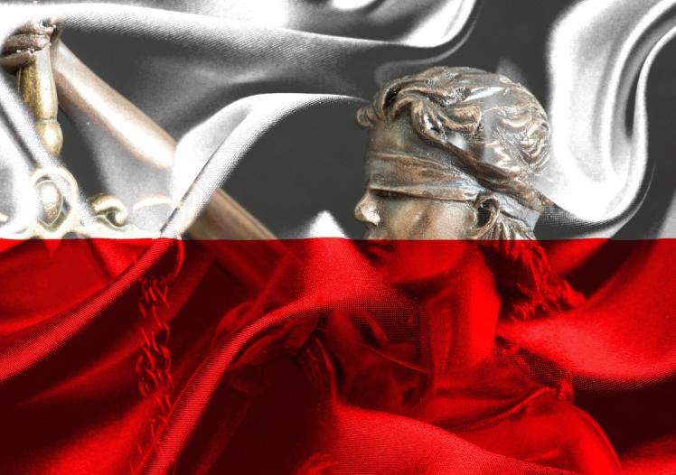 Justice and flag of Poland