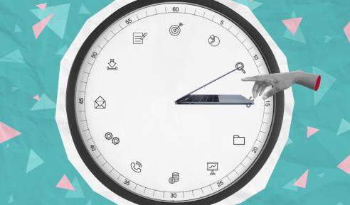 Working office hour collage concept