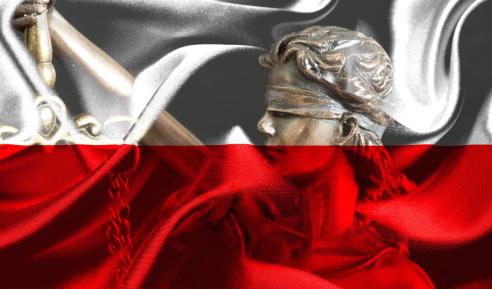 Justice and flag of Poland