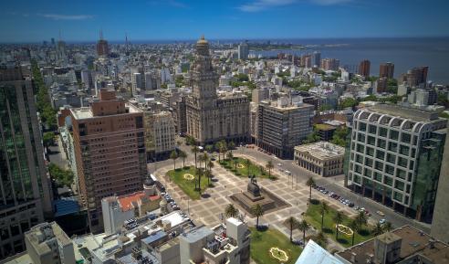 Aerial view of Montevidéu, Uruguai. Independence Square. Salvo Palace. Aerial view of Montevideo, Uruguay. Independence Square. Salvo Palace. stock photo