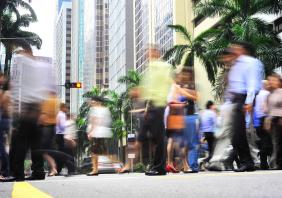 Busy Singapore street
