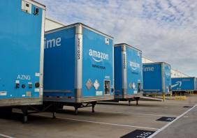 Amazon Prime Trailers at distribution center 