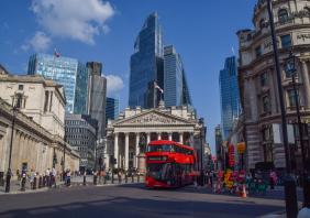 Bank of England and the Royal Exchange, City of London, UK