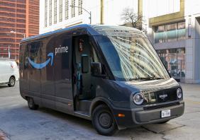 Electric delivery van operated by Amazon Prime in Austin, Texas 