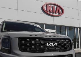 Kia Telluride display at a dealership. Kia Motors is minority owned by the Hyundai Motor Company