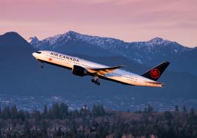 Air Canada Boeing 777 taking off from Vancouver International Airport 
