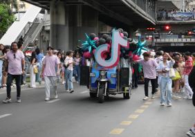 TikTok logo at a pride parade in Thailand