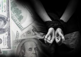Trafficking concept with money background