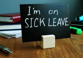 "I'm on sick leave" message on blackboard