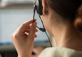 Woman working in a call center 
