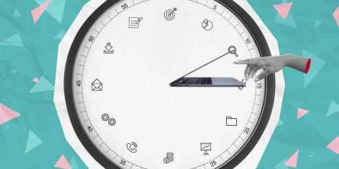 Working office hour collage concept