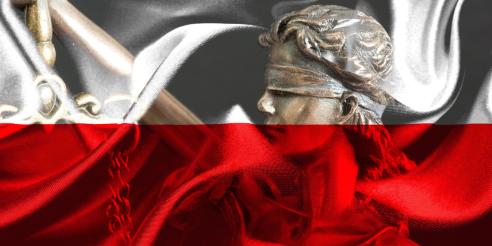 Justice and flag of Poland