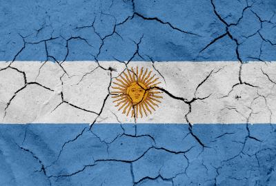 Argentina flag, with dried soil texture