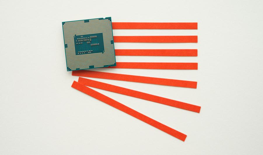 US flag made of CPU