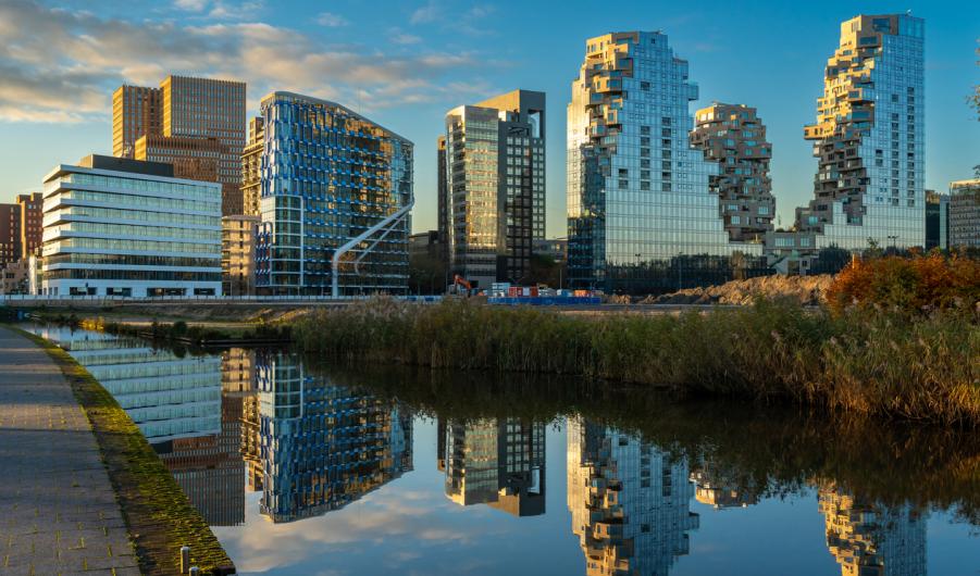 Skyline of Amsterdam Zuidas, The Netherlands