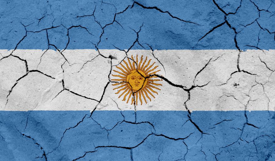Argentina flag, with dried soil texture
