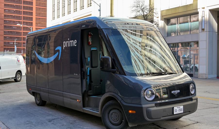 Electric delivery van operated by Amazon Prime in Austin, Texas 