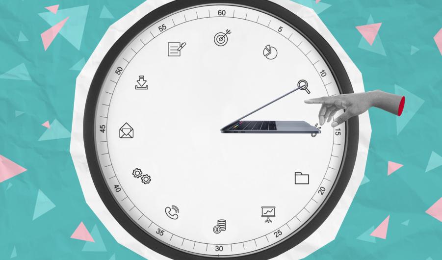 Working office hour collage concept