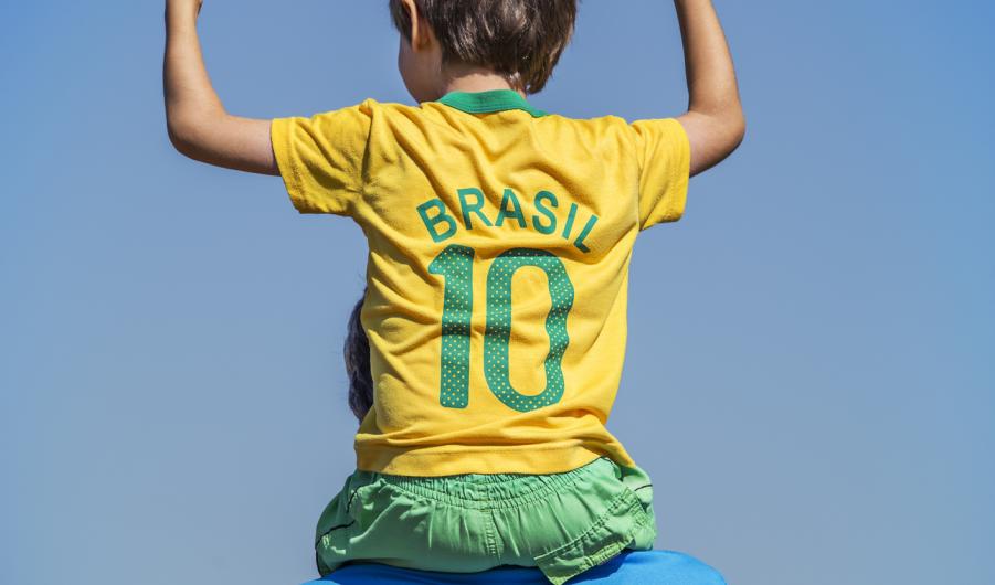Father with cheering son