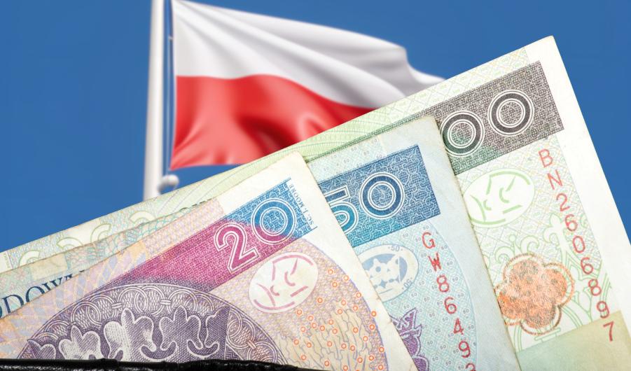 Polish flag, wallet and money Polish zloty