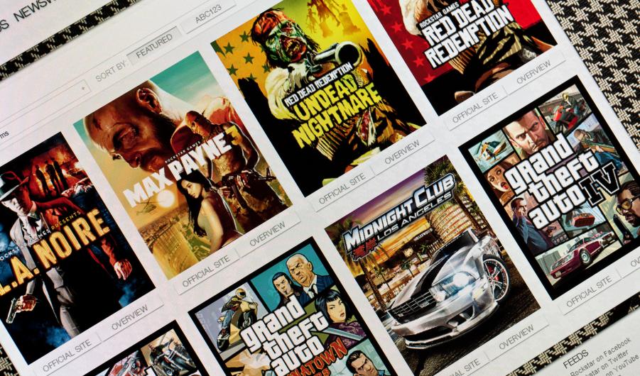 Online catalogue of Rockstar games, including Grand Theft Auto and Red Dead Redemption