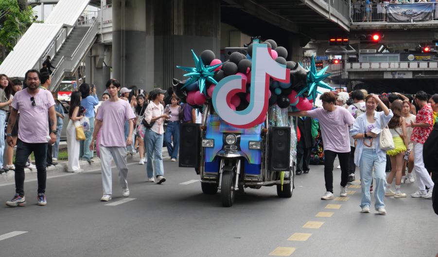 TikTok logo at a pride parade in Thailand