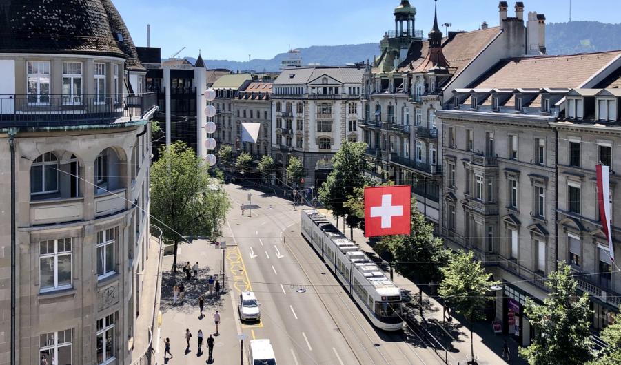 Bahnhofstrasse in Zurich on a sunny day stock photo