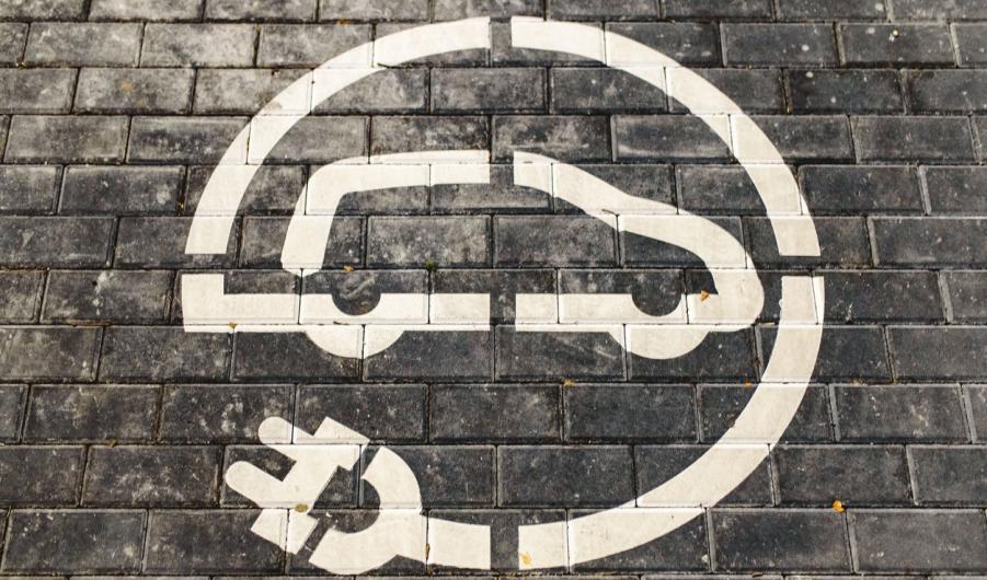 Roadsign of free electric car charging station