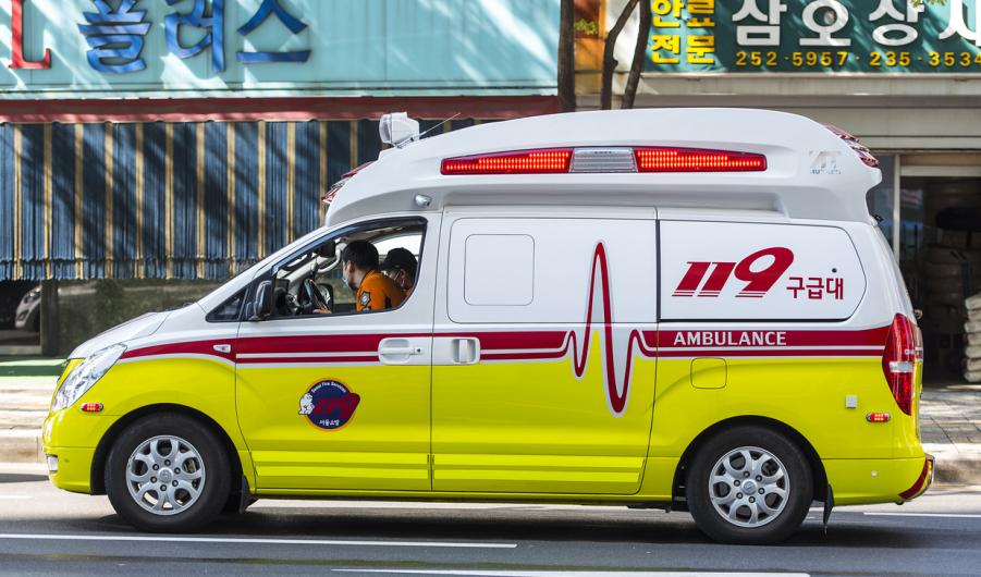 Ambulance in the city of Seoul