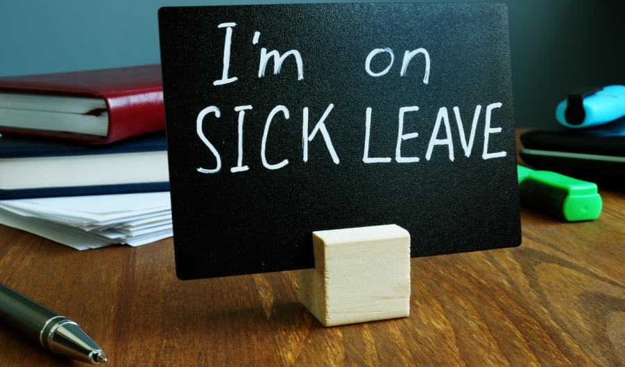 "I'm on sick leave" message on blackboard