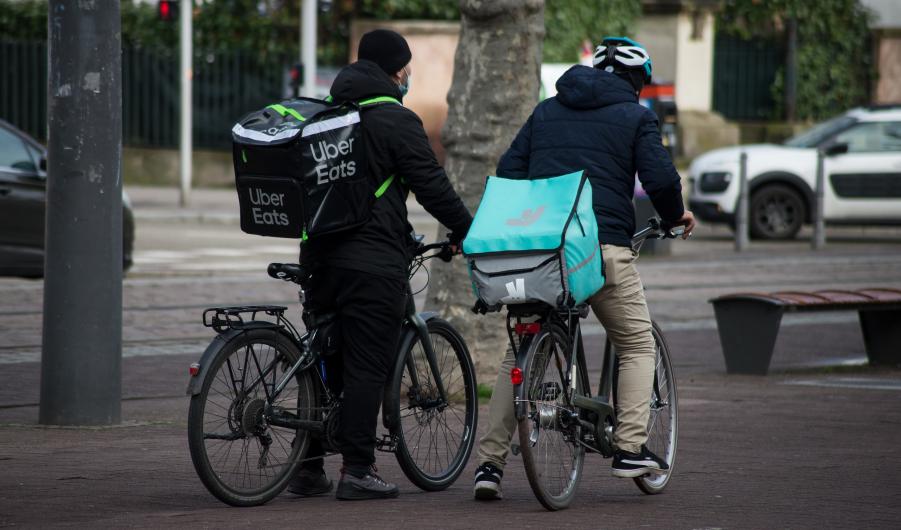 Deliveroo and Uber Eats cyclists